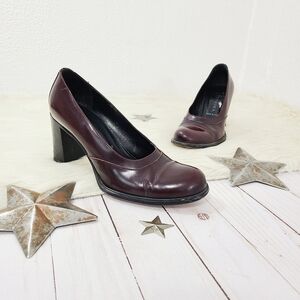 Vintage Anteprima oxblood red pumps block heel italian leather size 37